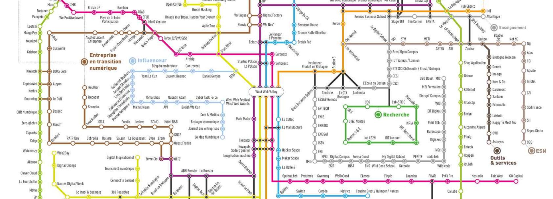 West Web Valley vient d’établir la 4èmeédition de sa carte de l’écosystème digital breton et nantais